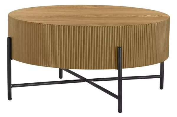 Konferenční stolek Corbi 80 cm do obývacího pokoje - dub / černý mat
