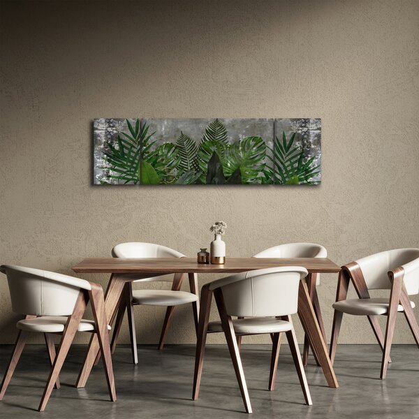 Obraz - Betonová zeď s rostlinami (170x50 cm)