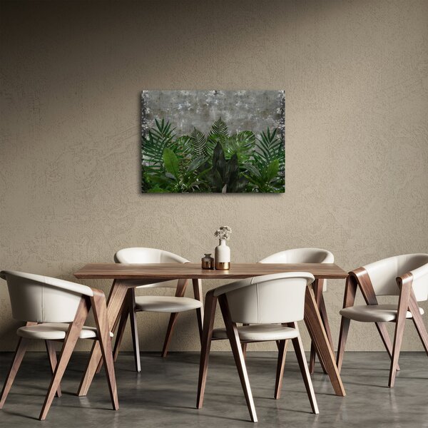 Obraz - Betonová zeď s rostlinami (70x50 cm)