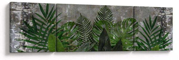Obraz - Betonová zeď s rostlinami (170x50 cm)