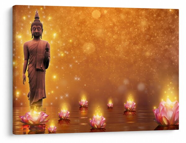 Obraz - Buddha ve zlatém třpytu (70x50 cm)