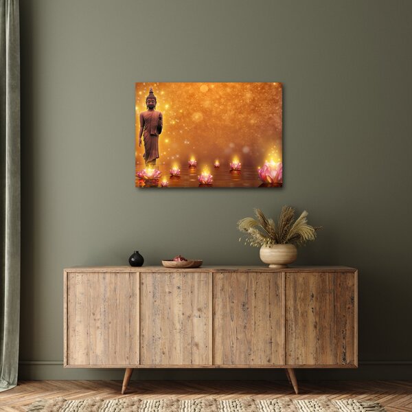 Obraz - Buddha ve zlatém třpytu (70x50 cm)