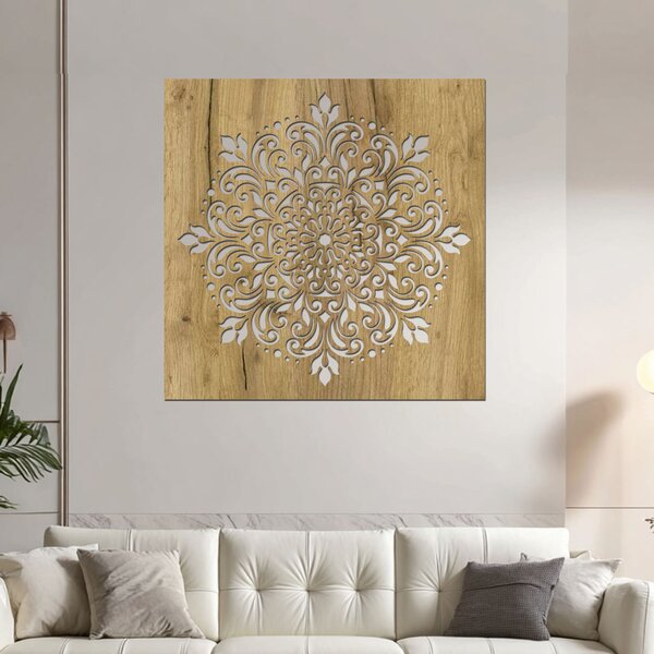 Dřevěná mandala LASKYPLNÉHO DOMOVA | Rozměry (cm): 40x40 | Zvolte barvu dekoru: Dub Sonoma