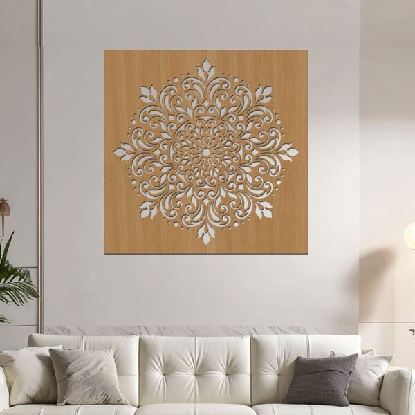 Dřevěná mandala LASKYPLNÉHO DOMOVA | Rozměry (cm): 40x40 | Zvolte barvu dekoru: Dub Sonoma