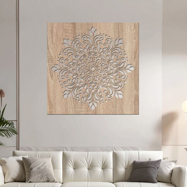 Dřevěná mandala LASKYPLNÉHO DOMOVA | Rozměry (cm): 40x40 | Zvolte barvu dekoru: Dub Sonoma