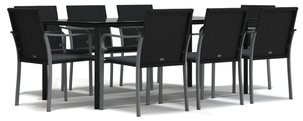 9dílný zahradní jídelní set s poduškami polyratan a ocel 3186968