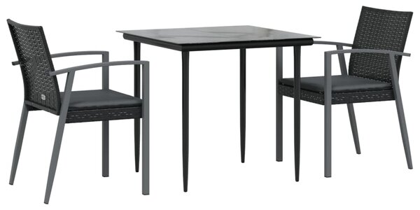 3dílný zahradní jídelní set s poduškami polyratan a ocel 3186971