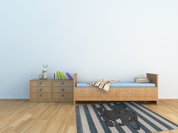 Vopi, Dětský koberec Kiddo A1087 blue, 80x150, modrá, dětský pokoj