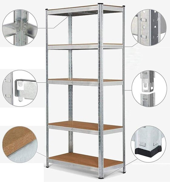 Kovový regál ECONOMY 180x90x30 5 polic - pozinkovaný