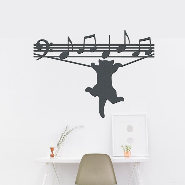 Dřevěný obraz CAT MUSIC | Rozměry (cm): 40x29 | Zvolte barvu dekoru: Třešeň