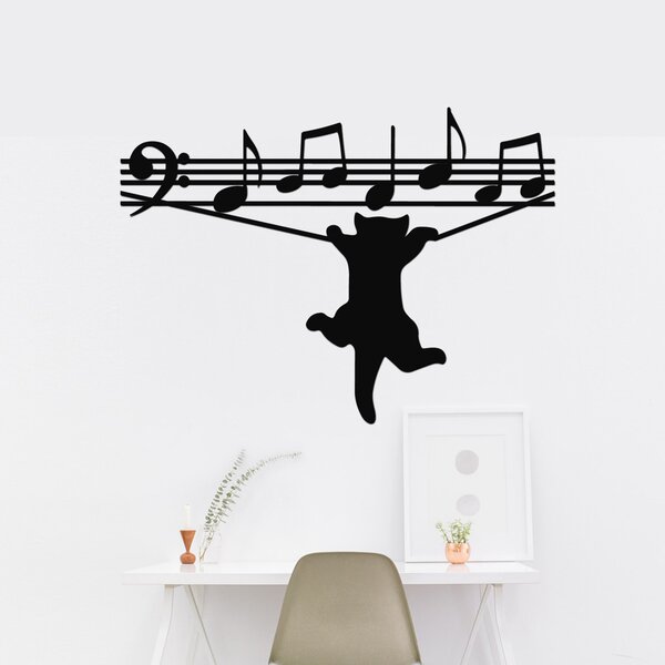 Dřevěný obraz CAT MUSIC | Rozměry (cm): 40x29 | Zvolte barvu dekoru: Třešeň