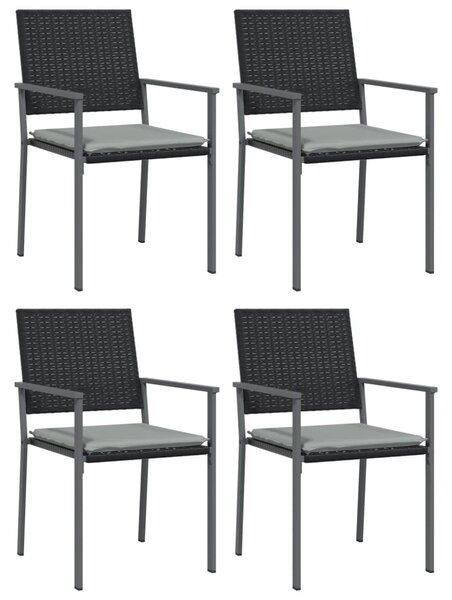 Zahradní židle s poduškami 4 ks černé 54x62,5x89 cm polyratan 3187081