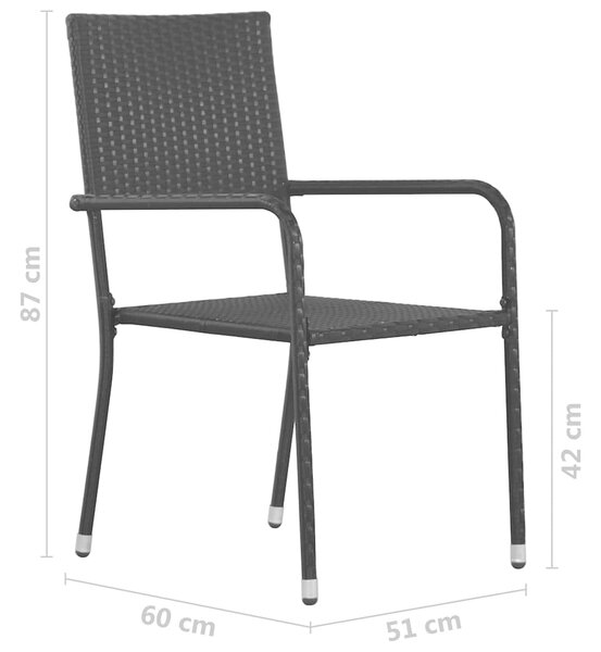 Zahradní jídelní židle 6 ks stohovatelné černé polyratan 318702