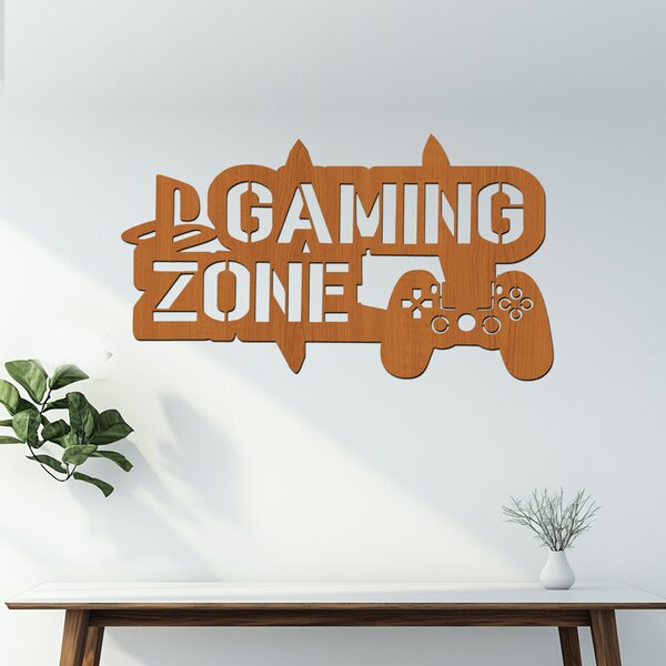 Dřevěná dekorace GAMING ZONE | Rozměry (cm): 40x23 | Zvolte barvu dekoru: Buk