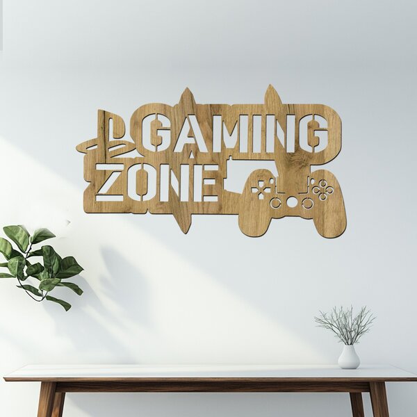 Dřevěná dekorace GAMING ZONE | Rozměry (cm): 40x23 | Zvolte barvu dekoru: Buk