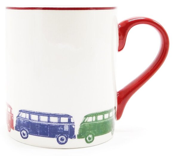 Porcelánový hrnek Kitchen Craft Na cestě, bílý, motiv obytných dodávek, Mikasa, 280 ml