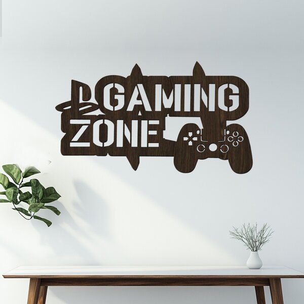 Dřevěná dekorace GAMING ZONE | Rozměry (cm): 40x23 | Zvolte barvu dekoru: Buk