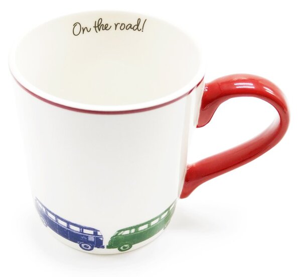 Porcelánový hrnek Kitchen Craft Na cestě, bílý, motiv obytných dodávek, Mikasa, 280 ml
