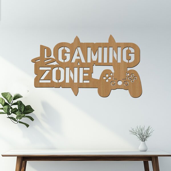 Dřevěná dekorace GAMING ZONE | Rozměry (cm): 40x23 | Zvolte barvu dekoru: Buk
