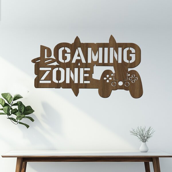 Dřevěná dekorace GAMING ZONE | Rozměry (cm): 40x23 | Zvolte barvu dekoru: Buk