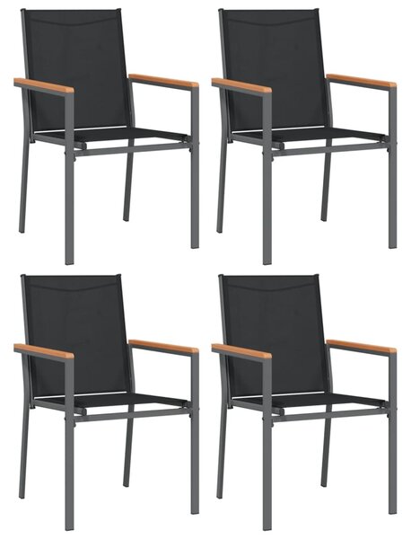 5dílný zahradní jídelní set černý textilen a ocel 3187034