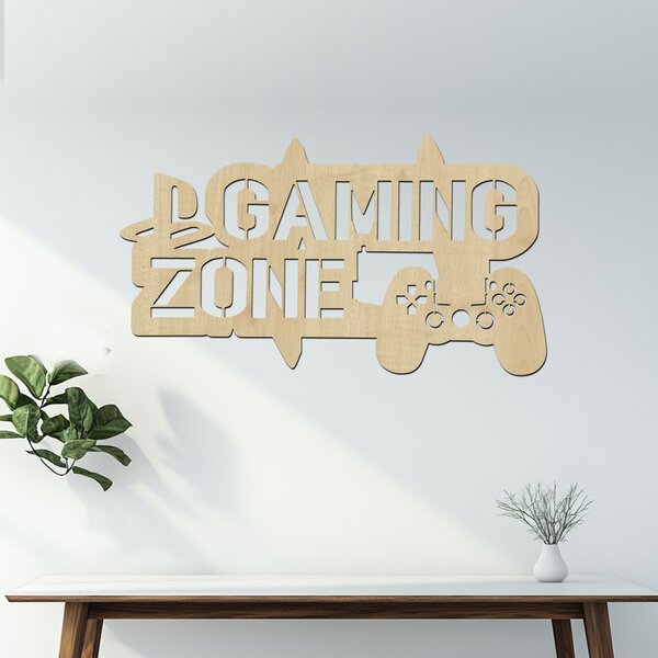 Dřevěná dekorace GAMING ZONE | Rozměry (cm): 40x23 | Zvolte barvu dekoru: Buk