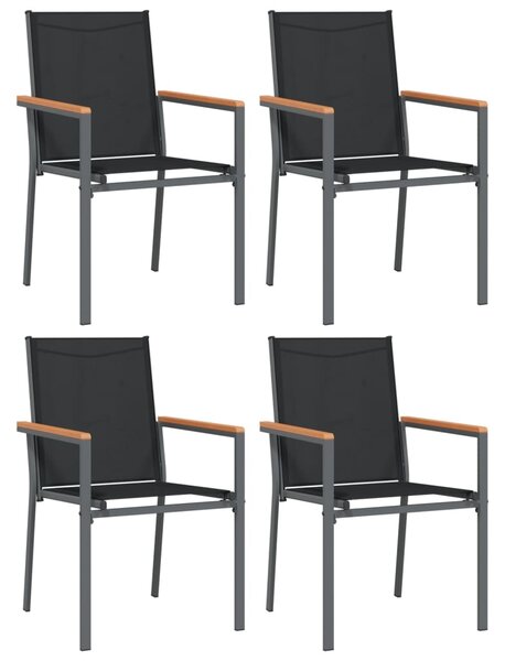 5dílný zahradní jídelní set černý textilen a ocel 3187045