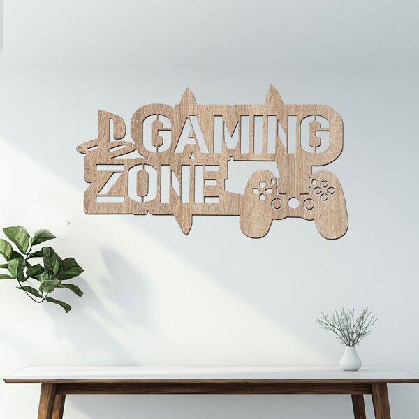 Dřevěná dekorace GAMING ZONE | Rozměry (cm): 40x23 | Zvolte barvu dekoru: Buk