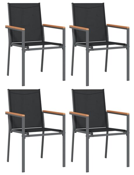5dílný zahradní jídelní set černý textilen a ocel 3187035