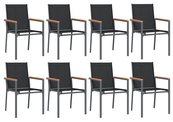 9dílný zahradní jídelní set černý textilen a ocel 3187048