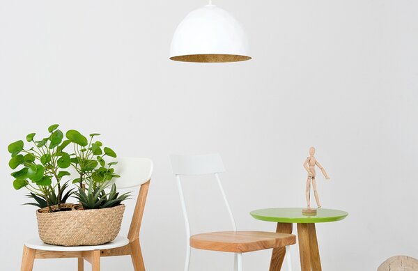 Nordic Design Bílo zlaté kovové závěsné světlo Leontine 35 cm
