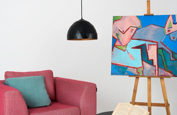 Nordic Design Černo měděné kovové závěsné světlo Leontine 35 cm