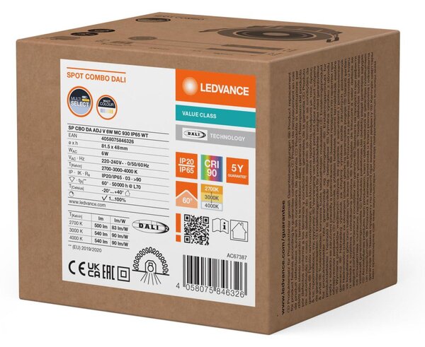 LEDVANCE SP CBO DA ADJ V 6W MC 930 IP65 WT 4058075846326