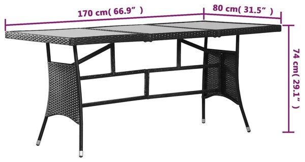 Zahradní stůl černý 170 x 80 x 74 cm polyratan 318714