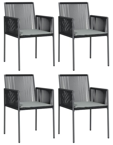 Zahradní židle s poduškami 4 ks černé 54x60,5x83,5 cm polyratan 3187091