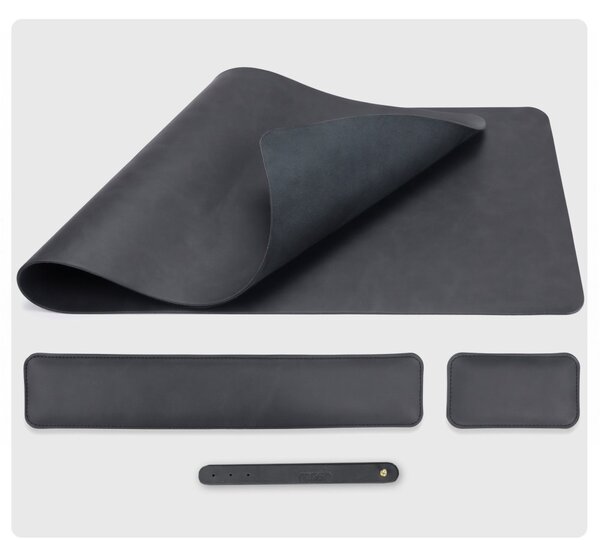 Podložka na stůl 80 × 40 cm s opěrkami zápěstí - 3-dílná sada - černá