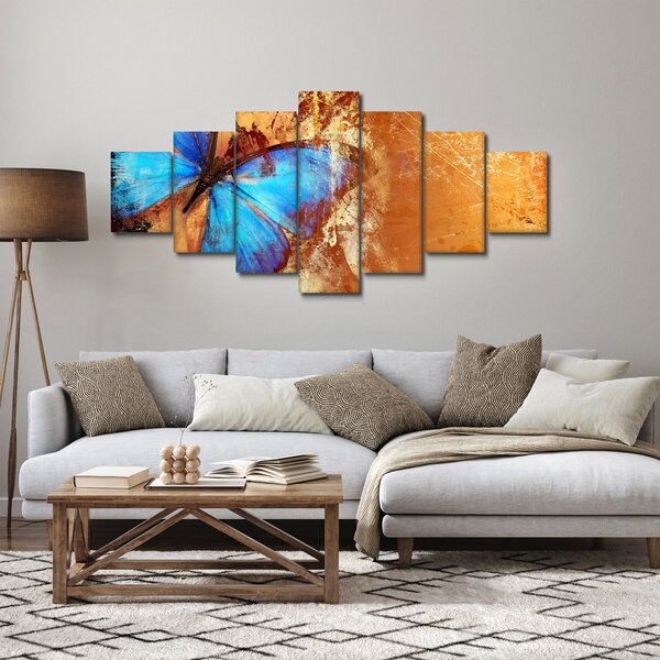 Obraz - Modrý motýl (210x100 cm)