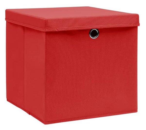 Úložné boxy s víky 10 ks 28 x 28 x 28 cm červené