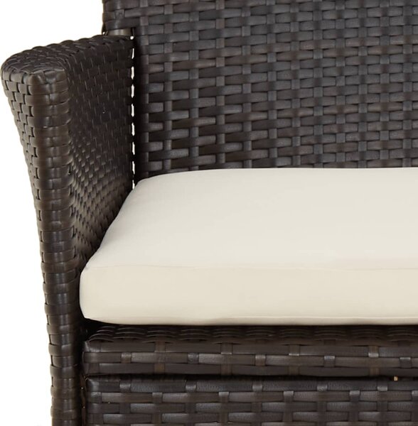 5dílný zahradní bistro set s poduškami hnědý polyratan 3187413
