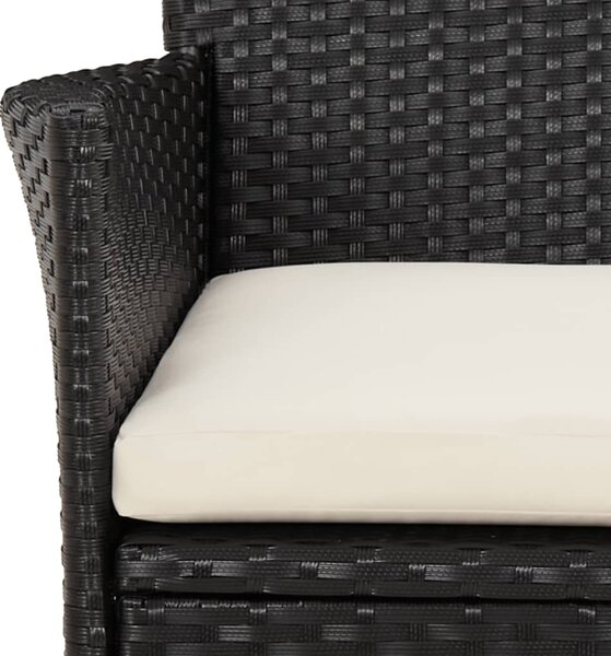 5dílný zahradní bistro set s poduškami černý polyratan 3187415