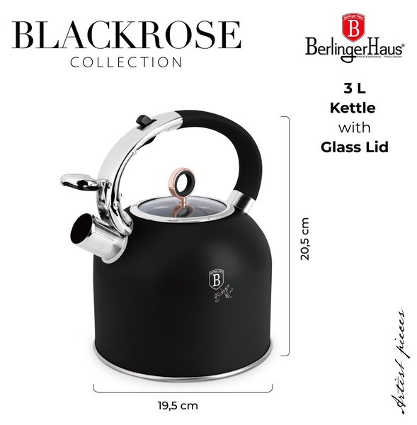 Konvice se skleněným víkem 3 l Black Rose Collection