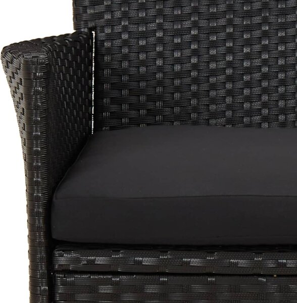 3dílný zahradní bistro set s poduškami černý polyratan 3187416