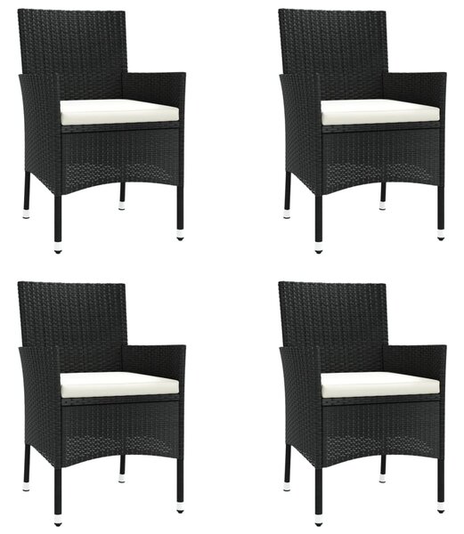 5dílný zahradní bistro set s poduškami černý polyratan 3187415