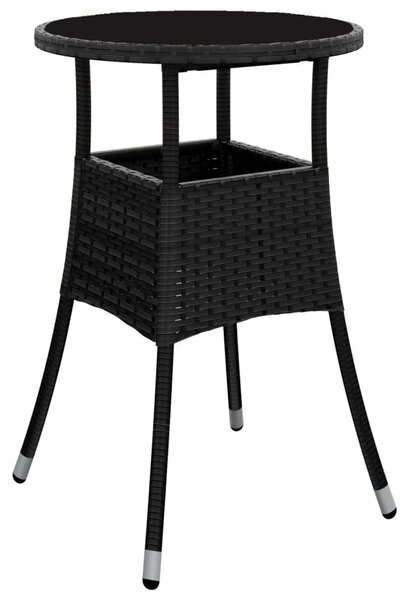 3dílný zahradní bistro set s poduškami černý polyratan 3187416