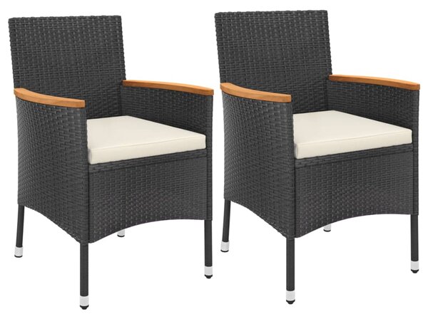3dílný zahradní bistro set s poduškami černý polyratan 3187422