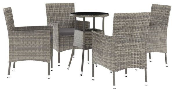 5dílný zahradní bistro set s poduškami šedý polyratan 3187419
