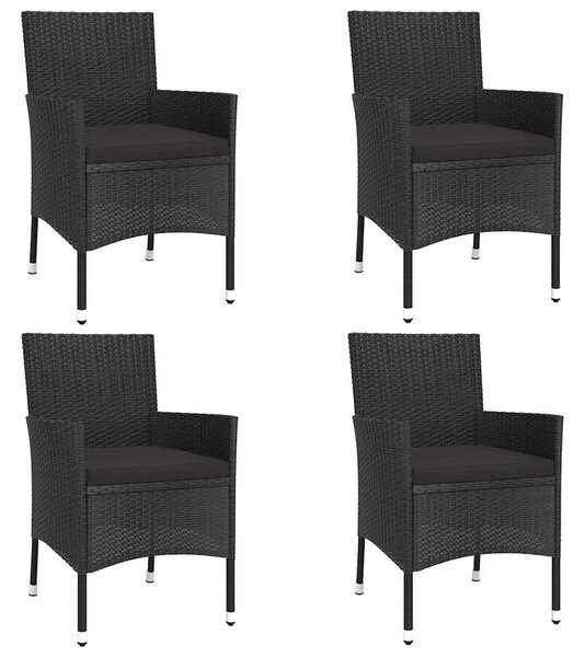 5dílný zahradní bistro set s poduškami černý polyratan 3187417