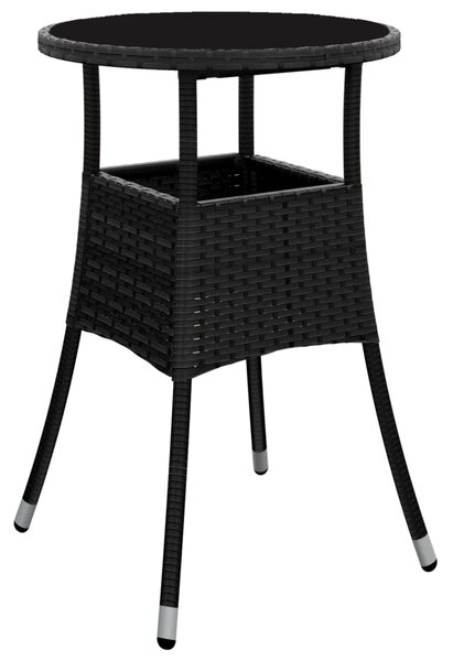 5dílný zahradní bistro set s poduškami černý polyratan 3187415