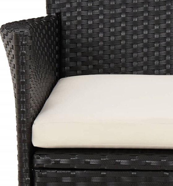 3dílný zahradní bistro set s poduškami černý polyratan 3187414
