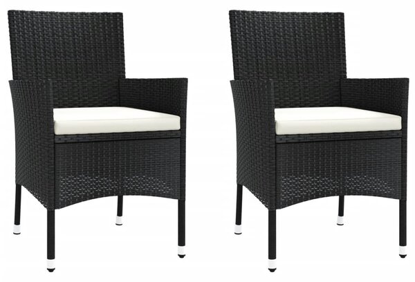 3dílný zahradní bistro set s poduškami černý polyratan 3187414